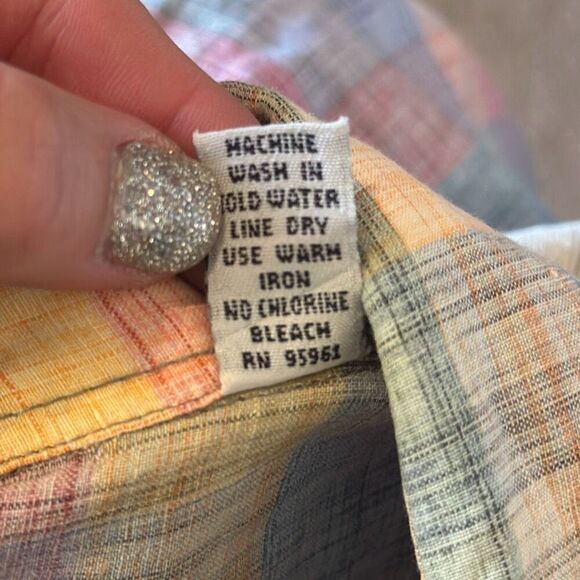 Tuttle Golf Collection Plaid Shirt Hand Woven Madras Pink Purple Mens size L - Picture 9 of 9